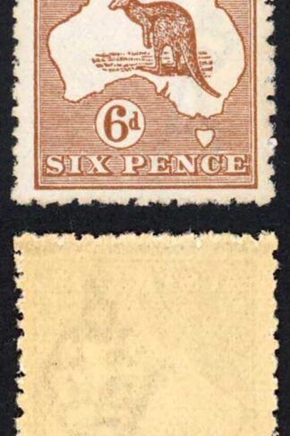 Australia SG73 6d Chestnut Kangaroo wmk 3rd Crown U/M