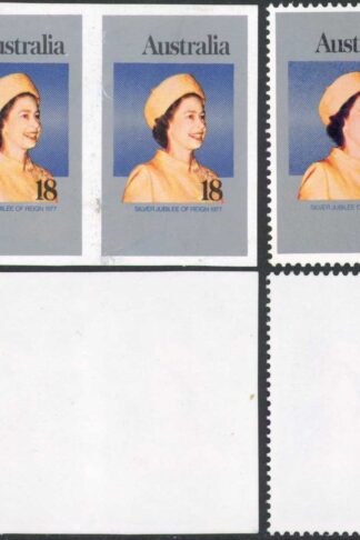 Australia SG645 1977 Silver Jubilee 18c IMPERF PAIR (a few wrinkles) U/M