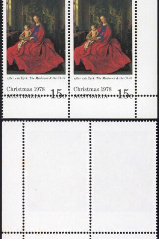 Australia SG696 1978 Christmas 15c Misperf Perf Corner Pair U/M