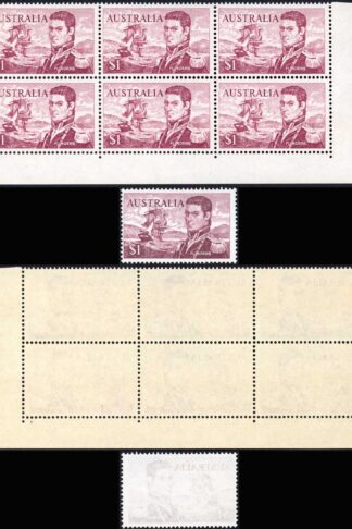 Australia SG401 One Dollar Navigator DRY PRINT Block of SIX U/M