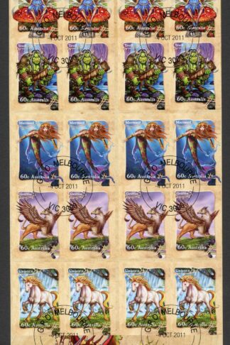 Australia SG3659b 2011 Mythical Creatures Self Adhesive Booklet Pane Used