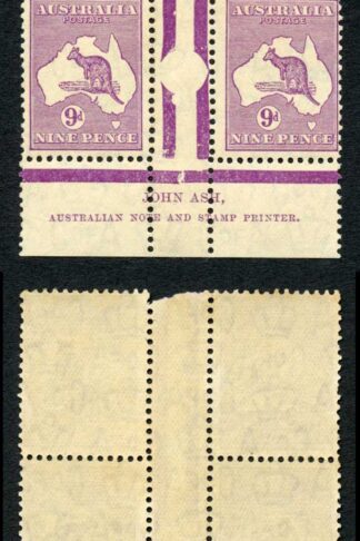 Australia SG133 9d Violet Kangaroo Wmk C of A John Ash BLOCK U/M (lightly toned)