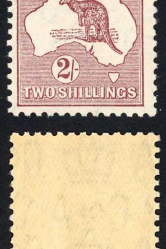 Australia SG134 2/- Maroon Kangaroo Wmk C of A Just a trace of a hinge mark