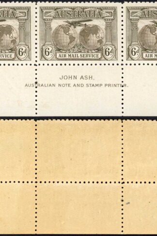 Australia SG139 6d Sepia John Ash Strip U/M