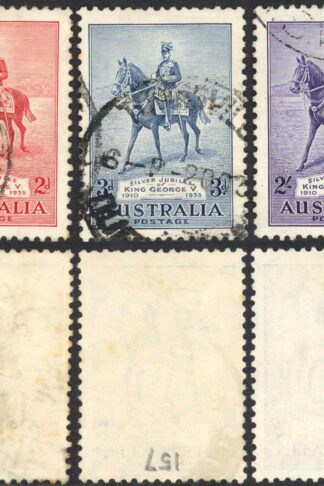 Australia SG156/8 1935 Silver Jubilee (2d tone spot on one perf)