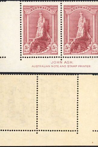 Australia SG176 5/- Robes Thick paper John Ash Imprint Pair (stamps U/M)