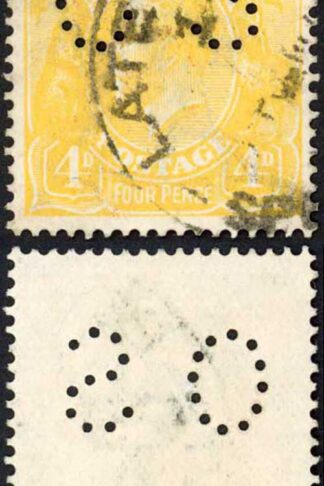 Australia SGO41c 4d Lemon-yellow 2nd Wmk Perfin OS M/M