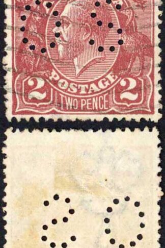 Australia SGO81 2d red-brown 2nd Wmk Perfin OS