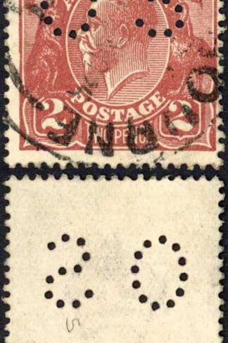 Australia SGO81 2d red-brown 2nd Wmk Perfin OS