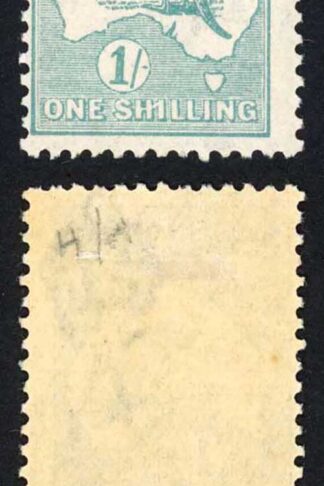 Australia SG40ba 1/- Blue-green 3rd Wmk BW33i 1 for I in Shilling M/M