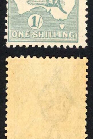 Australia SG40ba 1/- Blue-green 3rd Wmk BW33k FLAW through TRA U/M lightly toned