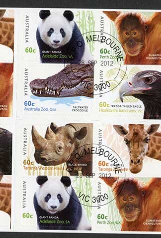 Australia SG3861b 2012 Australian Zoo Self Adhesive Booklet Pane Used