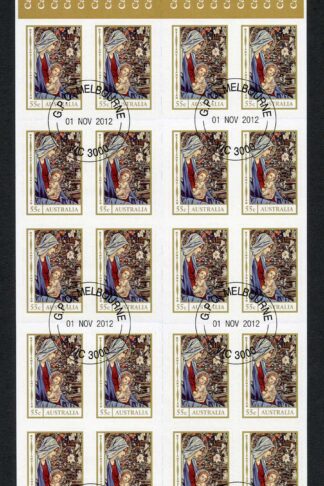 Australia SG3884a 2012 Christmas 1st Issue Self Adhesive Booklet Pane Used
