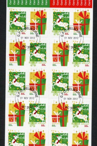 Australia SG3889a 2012 Christmas 2nd Issue Self Adhesive Booklet Pane Used