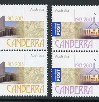 Australia SG3948/9 2013 Centenary of Canberra Set in Blocks of 4 U/M