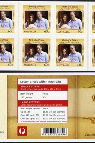 Australia SG4028a 60c Birth of a Prince Royal Baby George booklet pane U/M