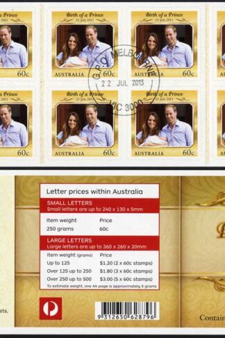 Australia SG4028a 60c Birth of a Prince Royal Baby George booklet pane Fine Used