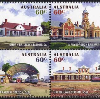 Australia SG4072a Historic Railway Stations block of 8 U/M