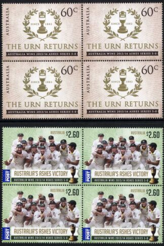 Australia SG4122/3 The Urn Returns 2013-4 Cricket Ashes series in U/M Blocks