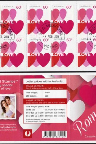 Australia SG4128a Special Occasions 2014 Romance booklet pane Fine Used