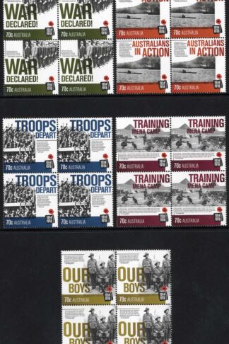 Australia SG4162-6 Centenary of World War One (WWI) Set in U/M Blocks