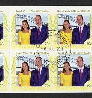 Australia SG4196a Royal Visit 2014 booklet pane (SB475) of 10 Fine Used
