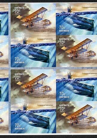 Australia SG4213a Military Aviation and Submarines pane (SB481) U/M