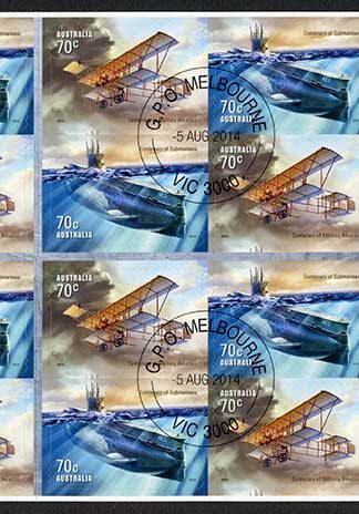 Australia SG4213a Military Aviation and Submarines pane (SB481) Fine Used