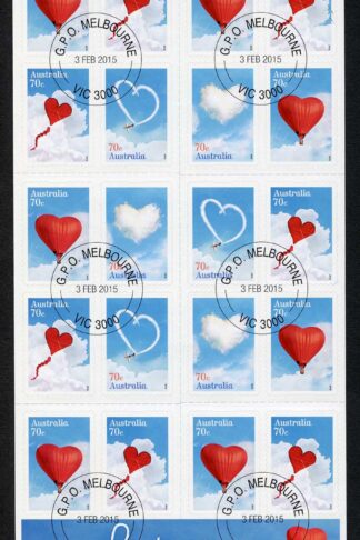 Australia SG4320b Love is in the Air booklet pane (SB498) of 20 Fine Used