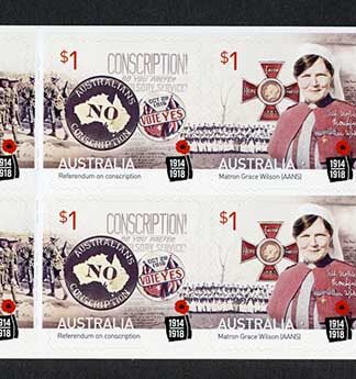 Australia SG4565a Centenary of WWI 1916 booklet (SB548) pane U/M