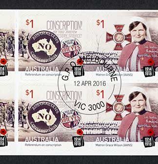 Australia SG4565a Centenary of WWI 1916 booklet (SB548) pane Fine Used