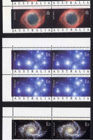 Australia SG1343-5 International Space Year set of 3 in U/M Blocks