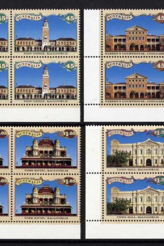 Australia SG1377-80 Discovery of Gold at Coolgardie set of 4 in U/M Blocks of 4
