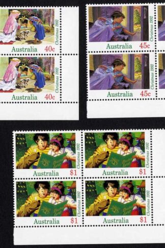 Australia SG1383-5 Christmas 1992 set of 3 in U/M Blocks of 4