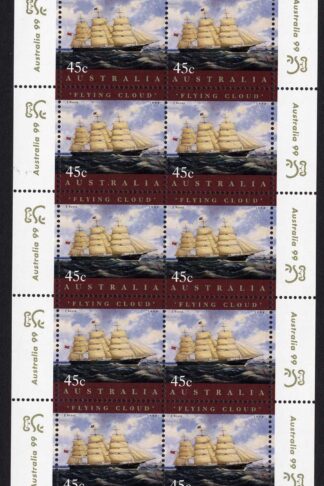 Australia SG1727 45c Flying Cloud with A99 tab sheetlet of 10 stamps U/M