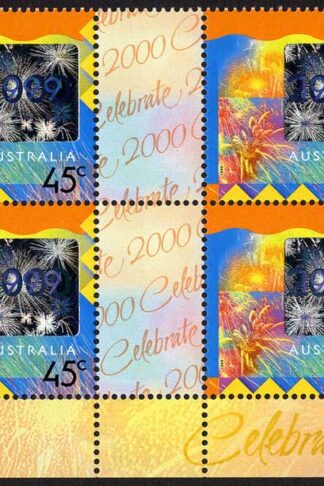 Australia SG1921 45c Millennium Greetings with Greeting tab in U/M Block