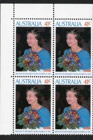 Australia SG1246 41c Queen Elizabeth IIs Birthday in a U/M block of 4