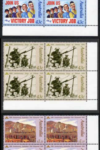 Australia SG1283-5 Anzac Day 50th Anniversaries set in U/M Blocks
