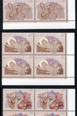 Australia SG1309-11 Christmas 1991 set in U/M Blocks