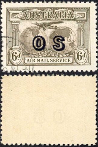 Australia SG137a 6d Airmail CTO Opt OS (no gum)