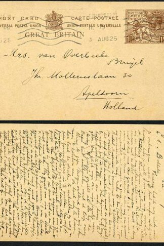 1925 Wembley 1 1/2d Post card to Holland VERY RARE USED