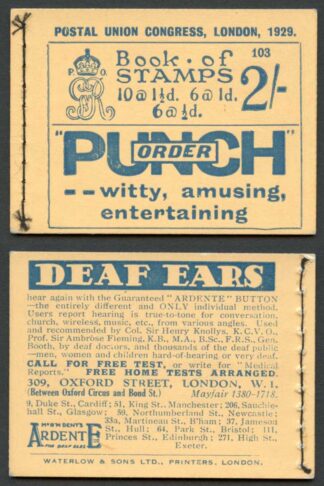 PUC SGBB13 Edition 103 Nice Fresh Complete Booklet Advert No 4 (average perfs)