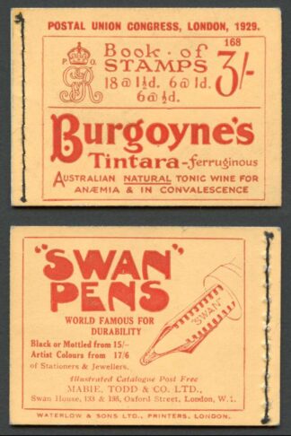 PUC SGBB25 3/- Booklet Edition 168 Nice Fresh Complete Booklet