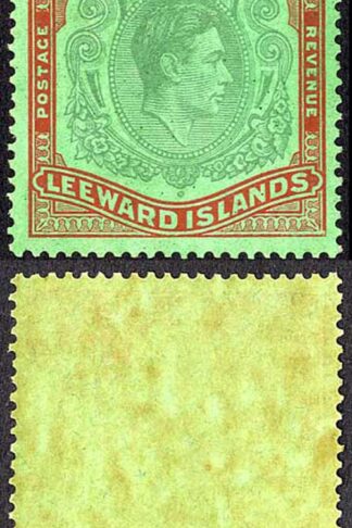 Leeward Is SG113a 10/- Pale Green and dull red/green (ordinary) U/M Cat 850 pou