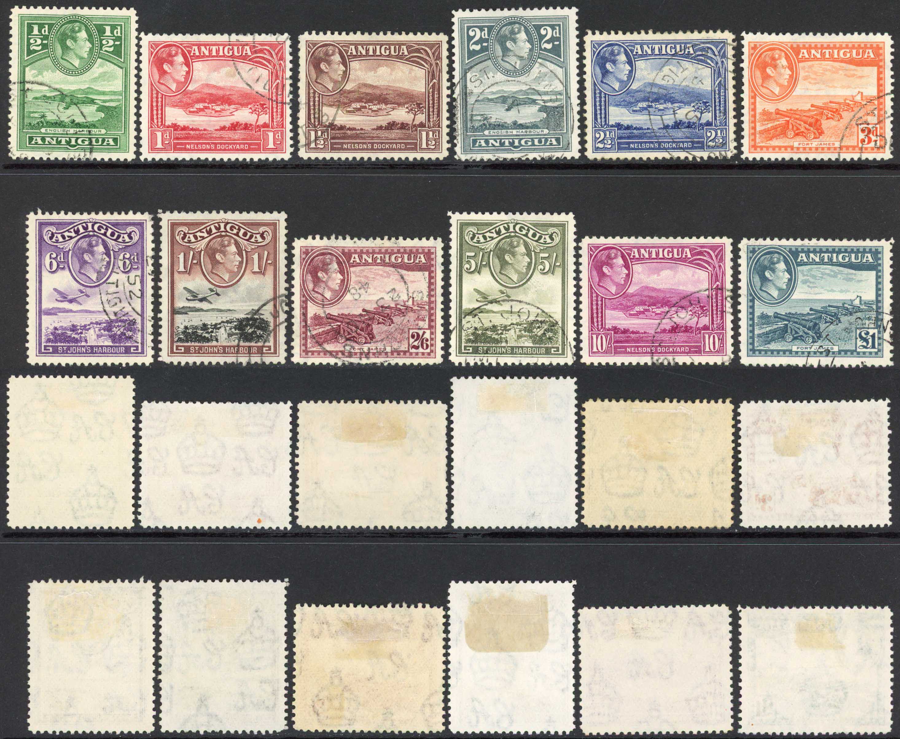 Antigua SG98/109 1938 Set Fine used Cat 140 pounds