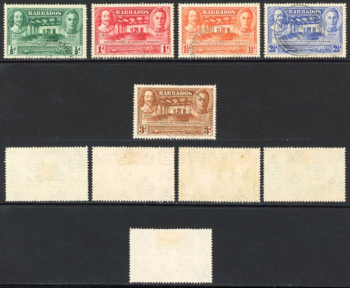 Barbados SG257/61 set (2 1/2d creased) Fine used Cat 15 pounds