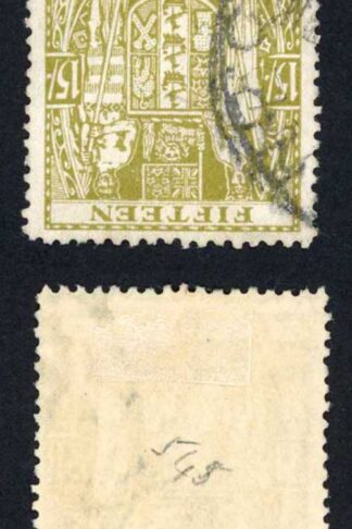 New Zealand SGF202w 15/- Wmk Inverted Postal Fiscal Fine used Cat 30 pounds