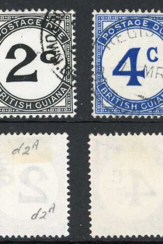 British Guiana SGD1a/D4a Set of 4 on Chalky paper Fine used Cat 85 pounds