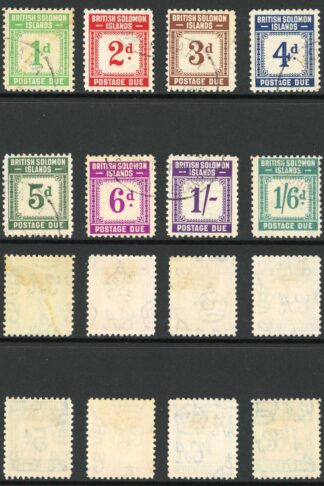 British Solomon Is SGD1/D8 post Due set (1d a little yellow) Fine used Cat 130