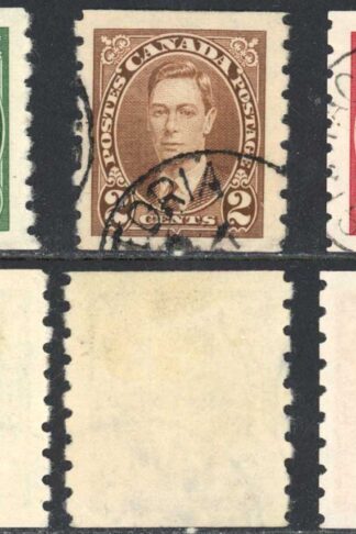 Canada SG352/4 1942 Set of Coil Stamps Perf Imperf x 8 Superb used Cat 24 pounds